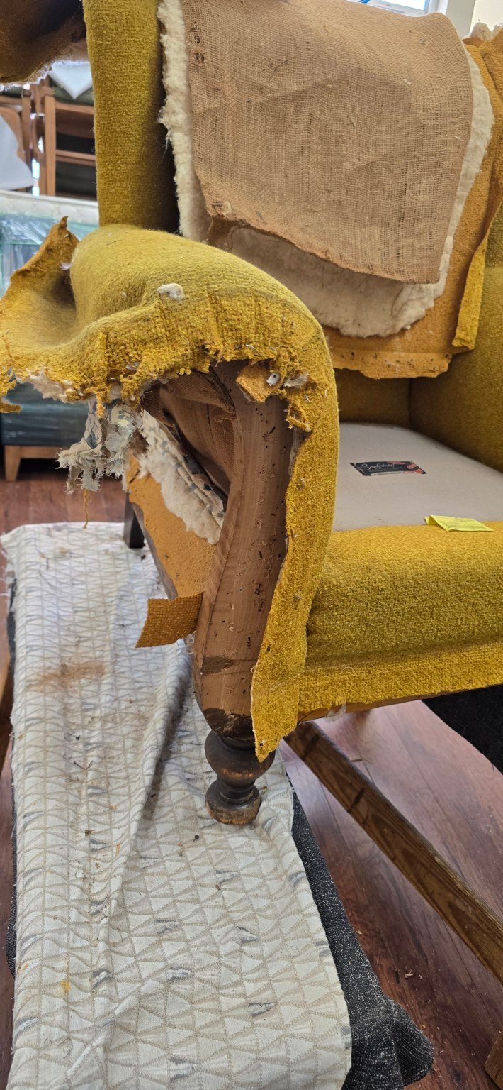 Upholstery restoration project by Bello Upholstery Designs Inc.