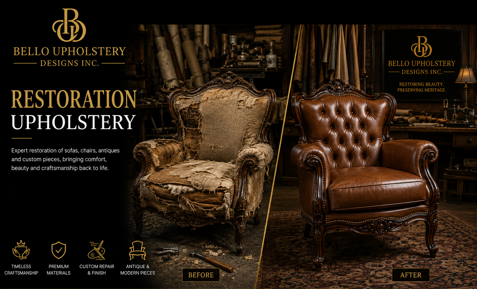 RESTAURACIÓN - Bello Upholstery Designs Inc.