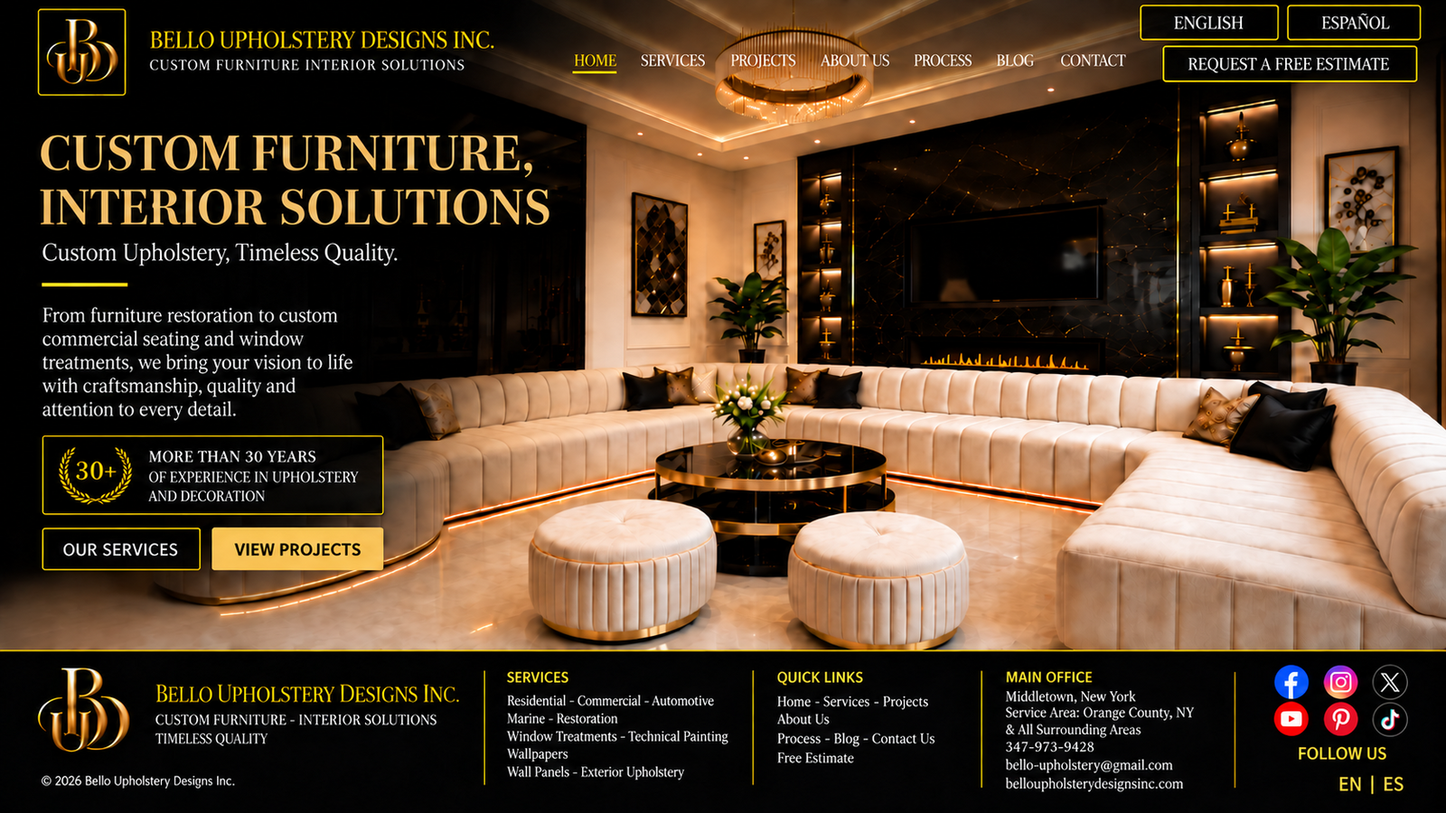 Bello Upholstery Designs Inc. — Custom Furniture, Interior Solutions